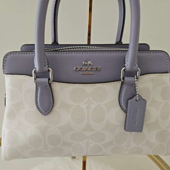 COACH Mini Darcie Carryall Signature Canvas Chalk/Mist- NEVER USED/LIKE NEW - Picture 1 of 11